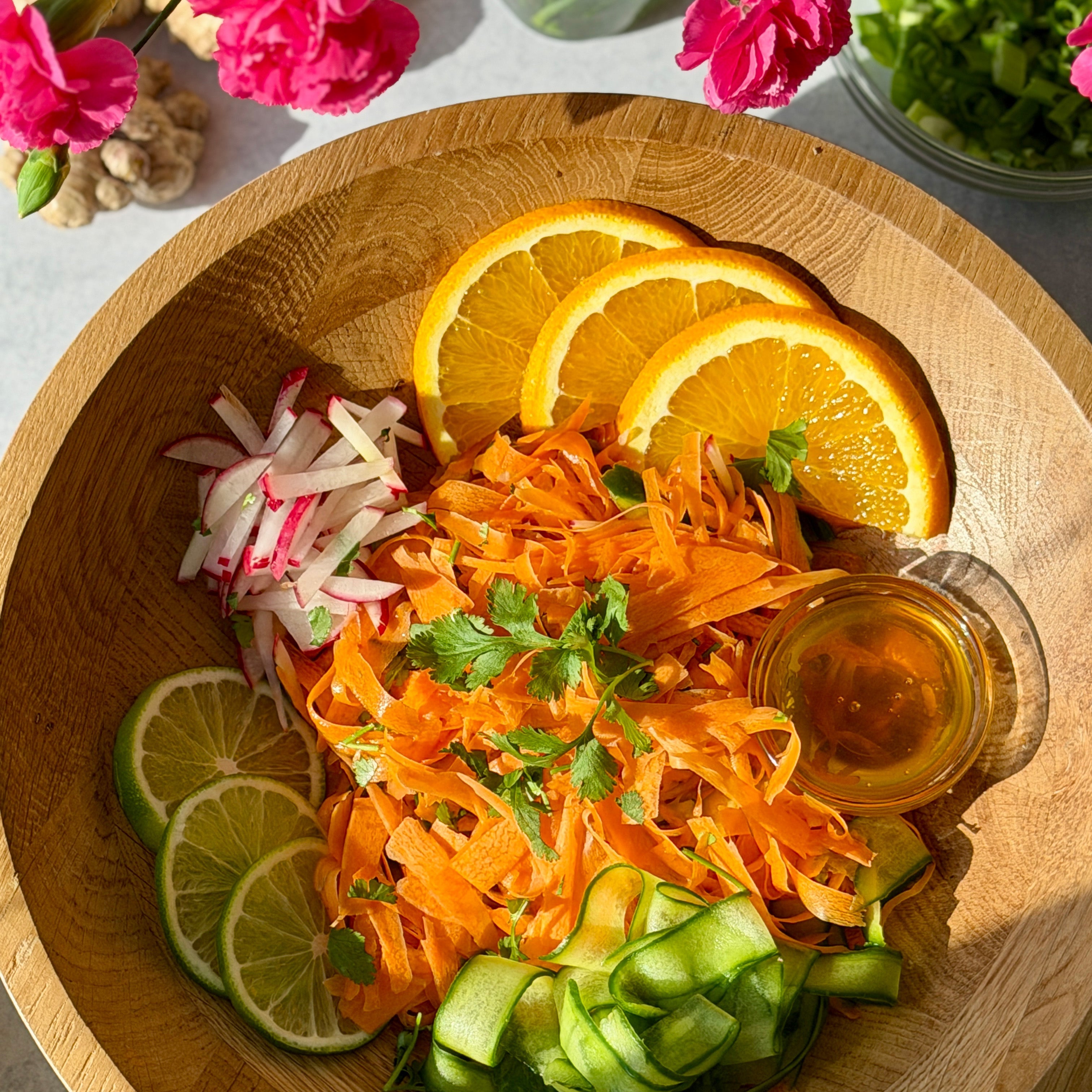 Feed Your Soul Carrot Glow Salad with Ginger Citrus Miso Dressing