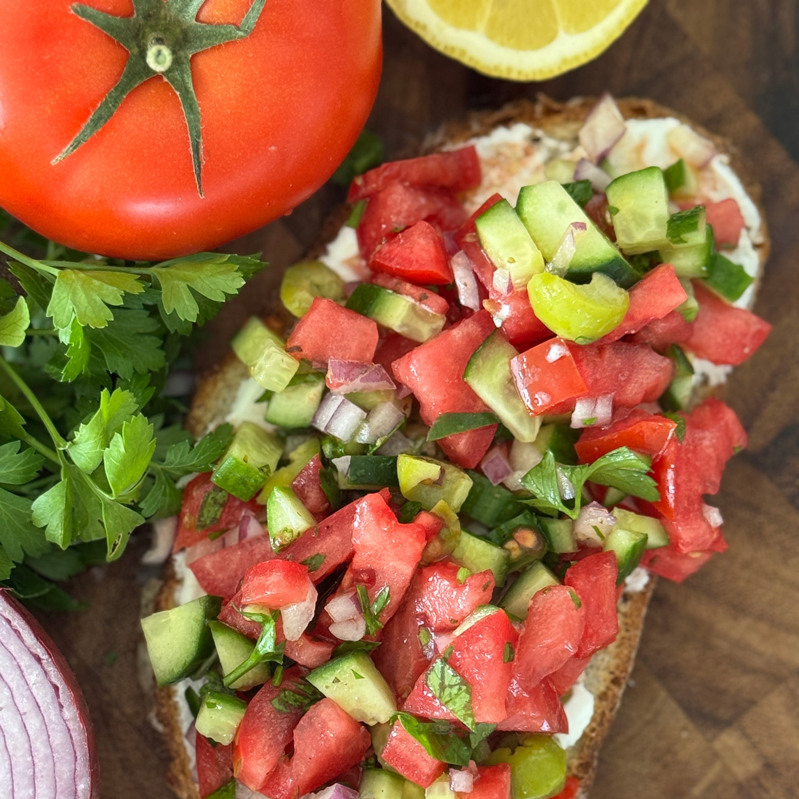 Tomato Cucumber Salad with Cottage Cheese Toast: A Crunchy, Creamy Summer Dream