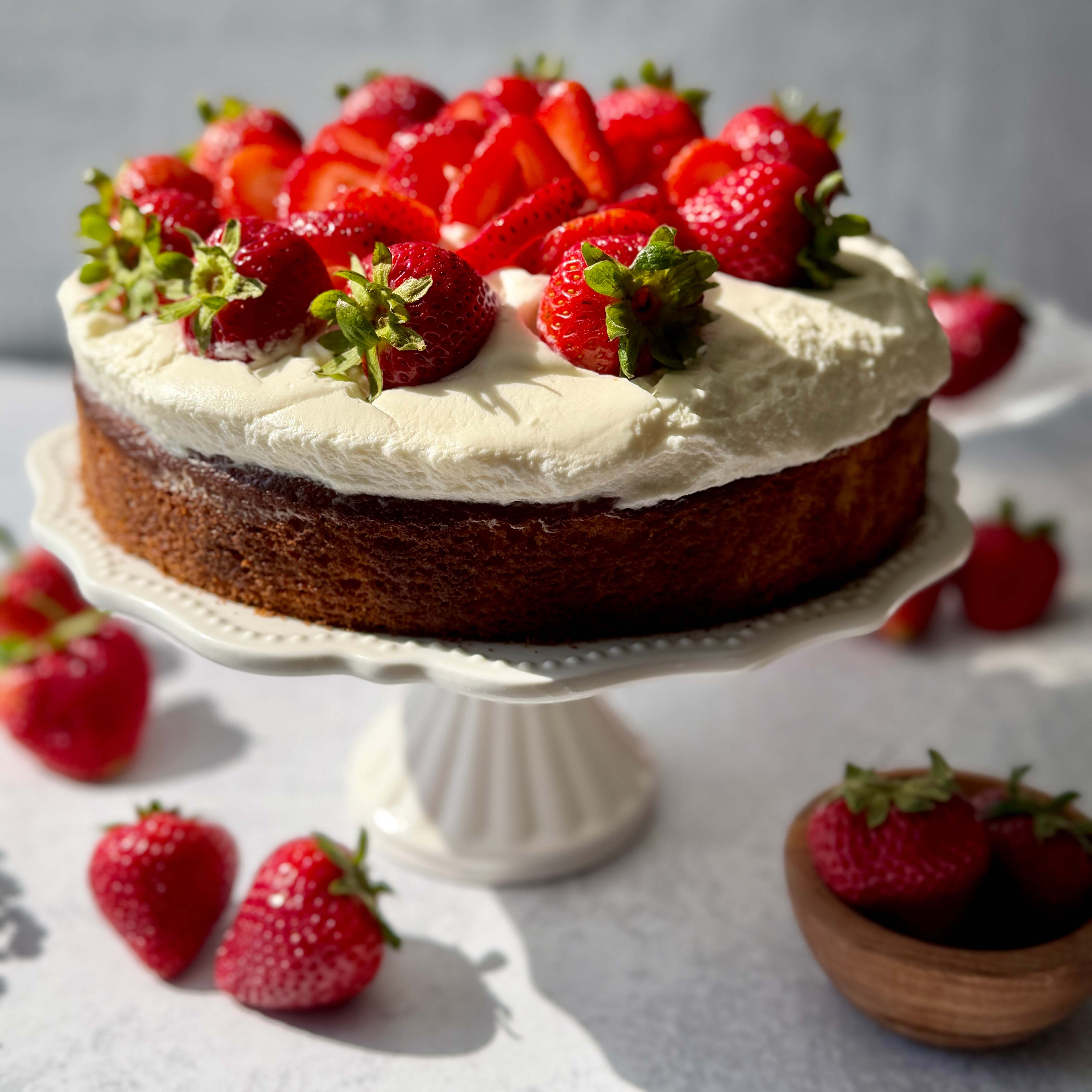 Feed Your Soul Strawberries and Cream Olive Oil Cake